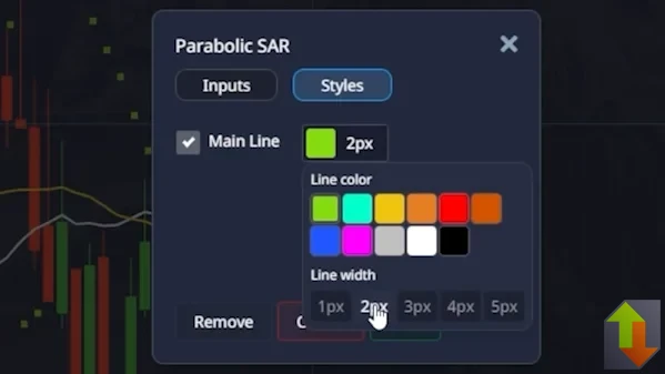 Styling part of setting dialog of parabolic SAR